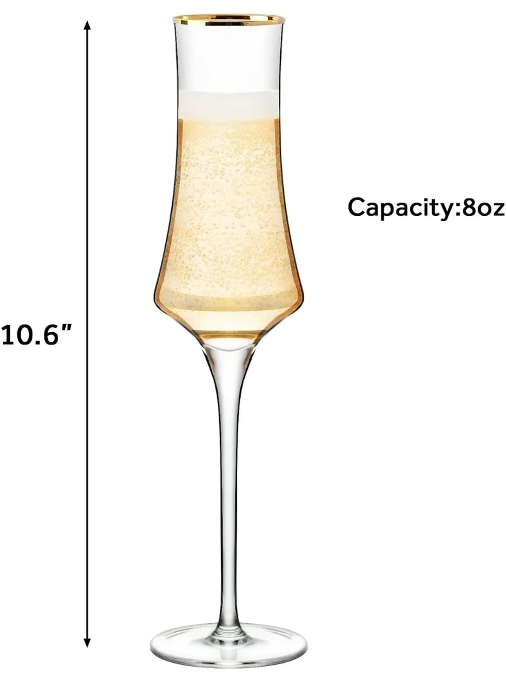 Elegant Gold-Rim Champagne Flutes - Set of 6